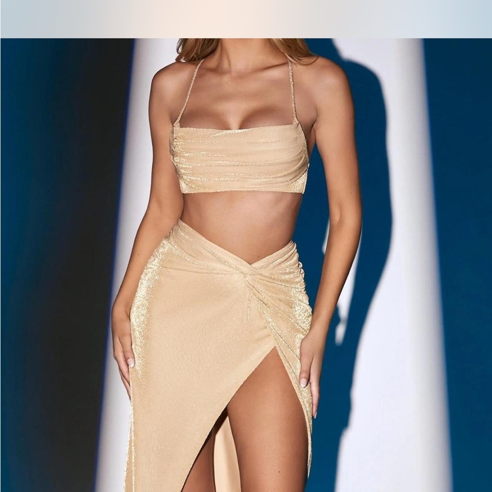 Oh Polly Gold Two-Piece Dress
